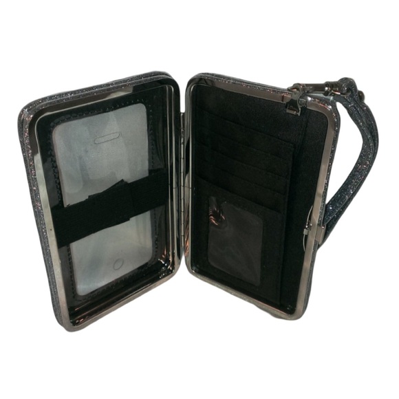 SILVER GLITTER CELL PHONE WALLET "LIVE FOR TODAY PLAN 4 TOMORROW PARTY TONIGHT” - Picture 2 of 2